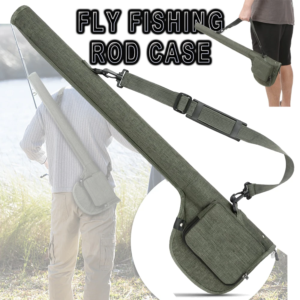 Fly Fishing Rod Case Portable Fishing Tackle Bag Canvas Fishing Pole Storage Packet Fly Rods Reels Durable Carry Case for Fishin