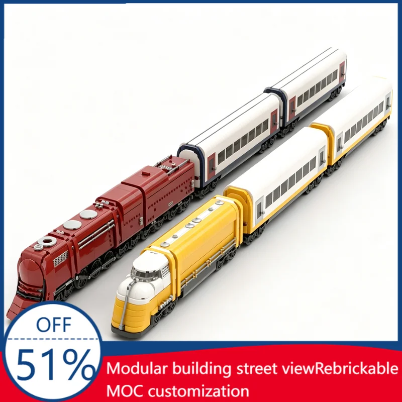

Customize MOC Art Deco Diesel Train RC Remote Control Locomotive Building Blocks Educational DIY Assembly Toy Gift Collection