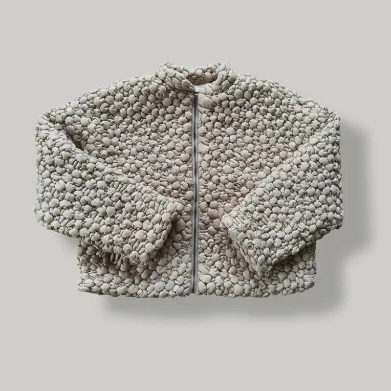 

Korean winter loose design, imitation lamb plush lollipop bubble shaped cotton jacket, warm and thick loose jacket