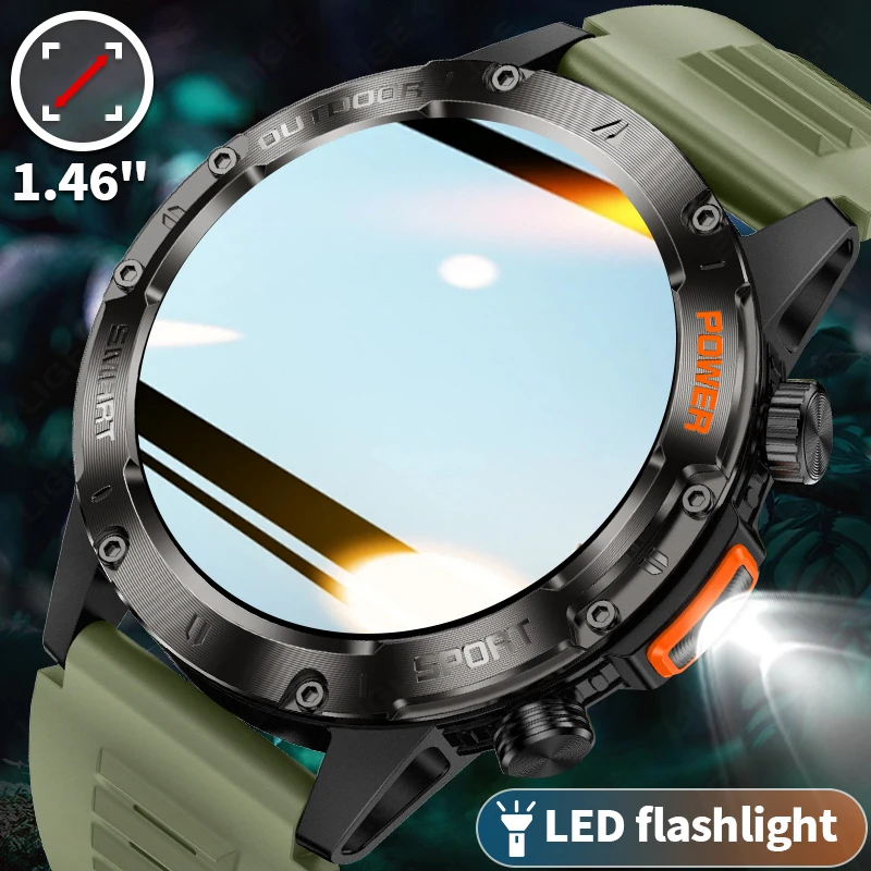 

LIGE IP68 Outdoor Smart Watch Men 290mAh LED Flashlight Watches Bluetooth Call Heart Rate 100+ Sports Smartwatch Man 2025 New