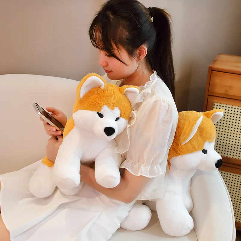 Cute Cartoon Akita Dog Plush Toy Soft Shiba Inu Puppy Stuffed Animal Dolls Accompany Baby Sleeping Pillow For Girls Kids Gifts