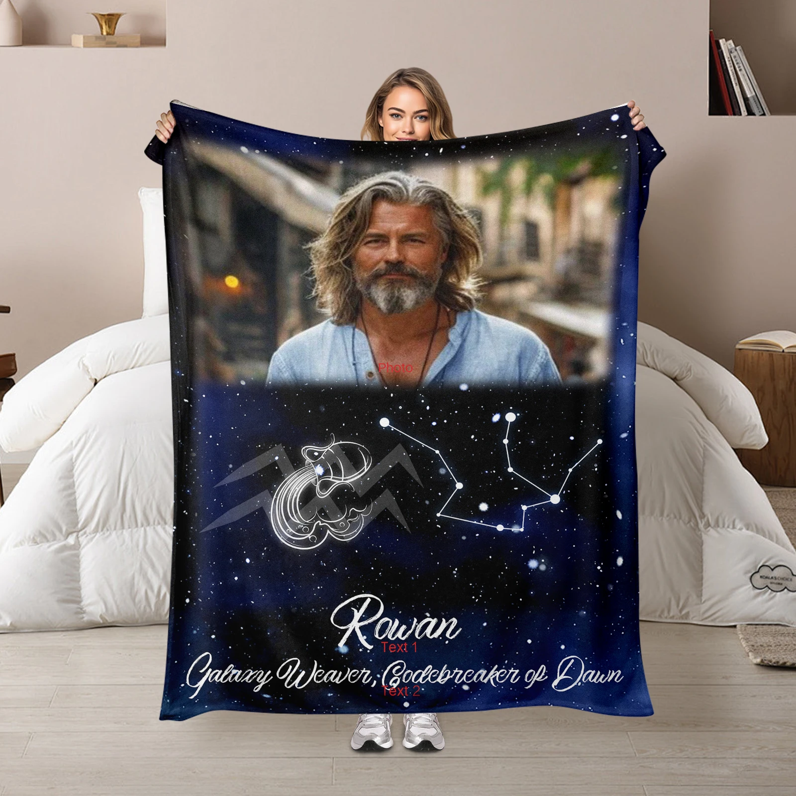 Custom Aquarius Zodiac Sign Blanket With Starry Sky Design For Unique Gifts And Celestial Home Decor