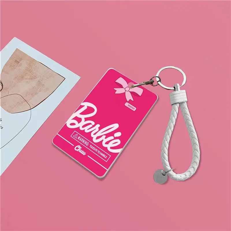 Anime New Barbie Campus Card Holder Traffic Subway Work Card Cover Anti-Lost Keychain Portable Ladies Fashion Key Chain Ring