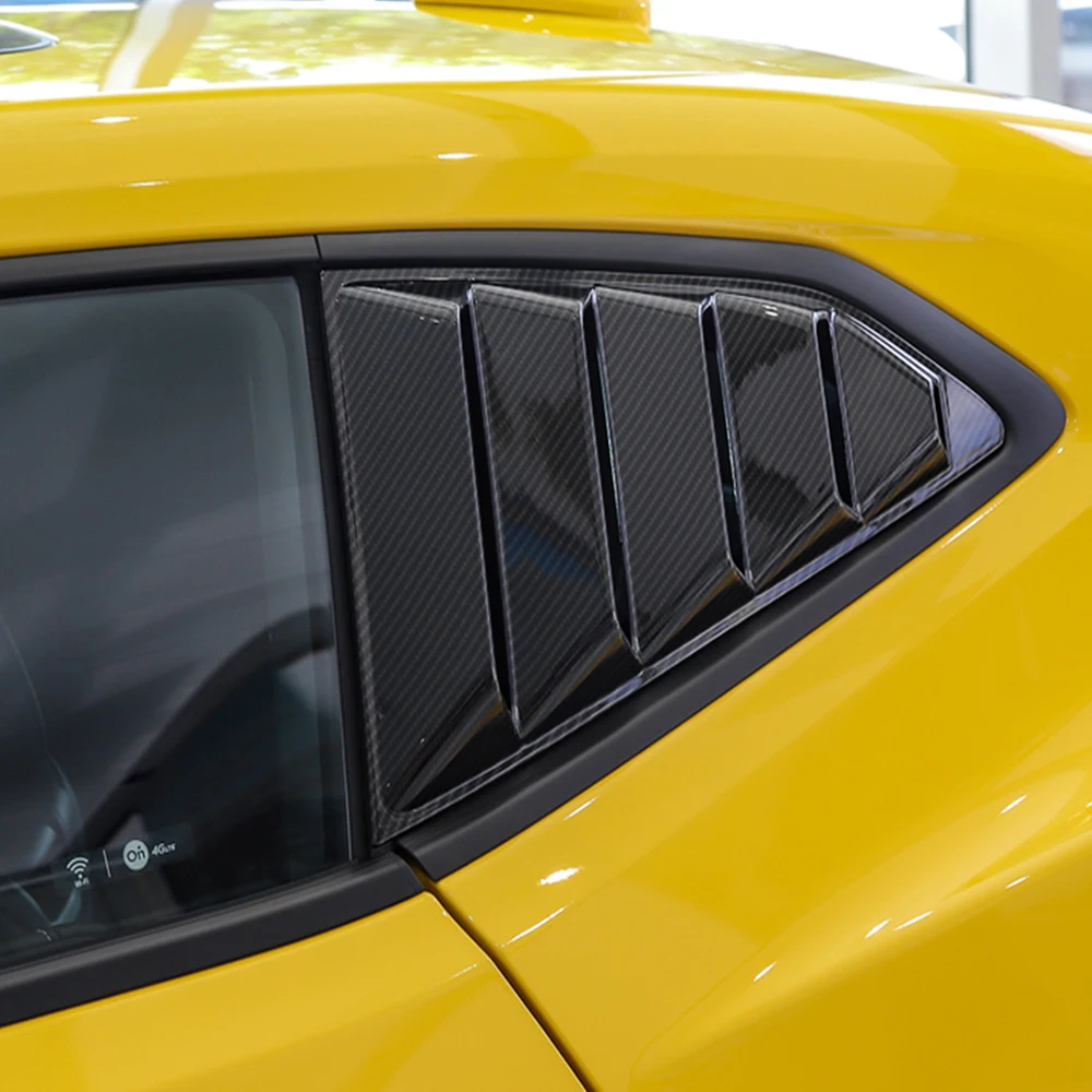 Car Rear Window Blind Vent Trim Louvers Scoop Decoration Stickers Cover for Chevrolet Camaro 2017-2023 Exterior Accessory Black