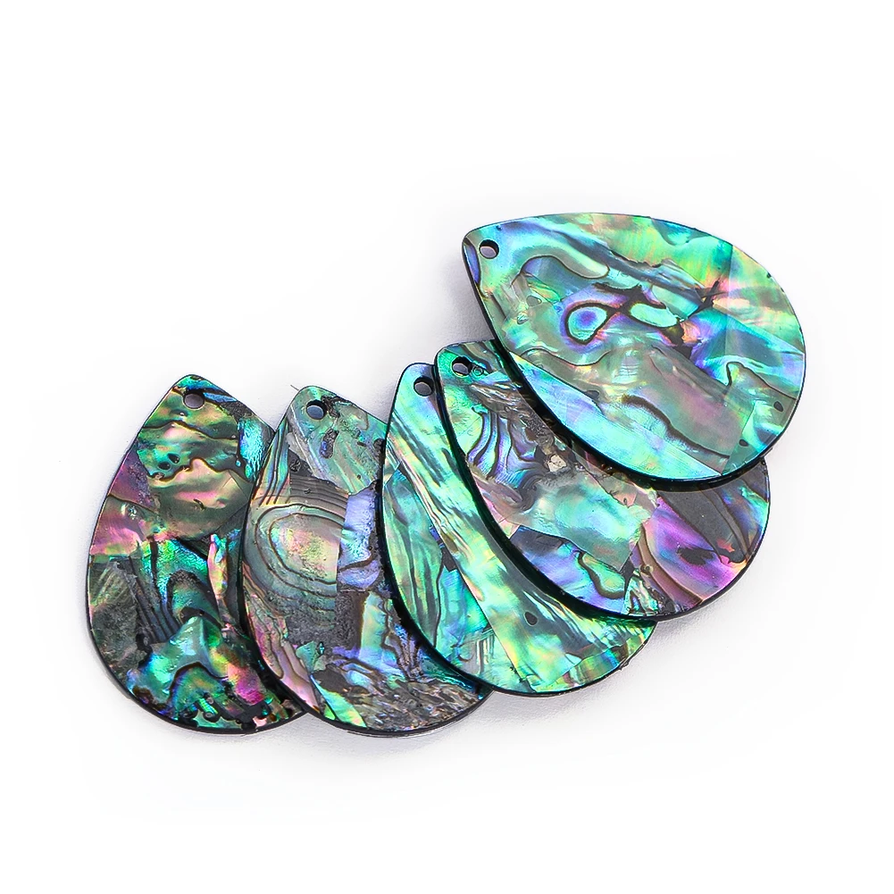 2PCS Teardrop Abalone Shell Paper Acrylic Sheet Colorful Charms for DIY Necklace Earring Pendant Jewelry Making Findings 35x26mm
