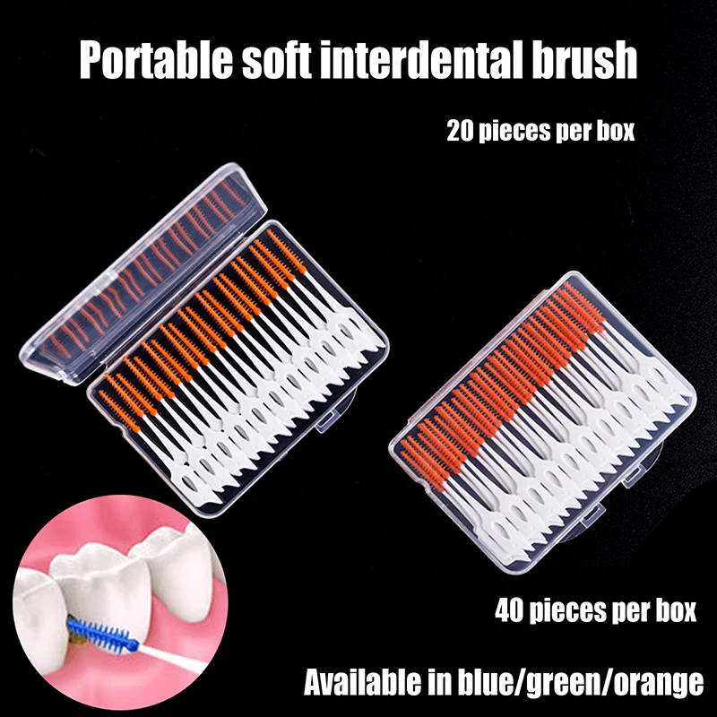 20/40PCS Oral Care Tools Silicone Interdental Brushes Super Soft Dental Cleaning Brush Teeth Cleaner Dental Floss Toothpicks