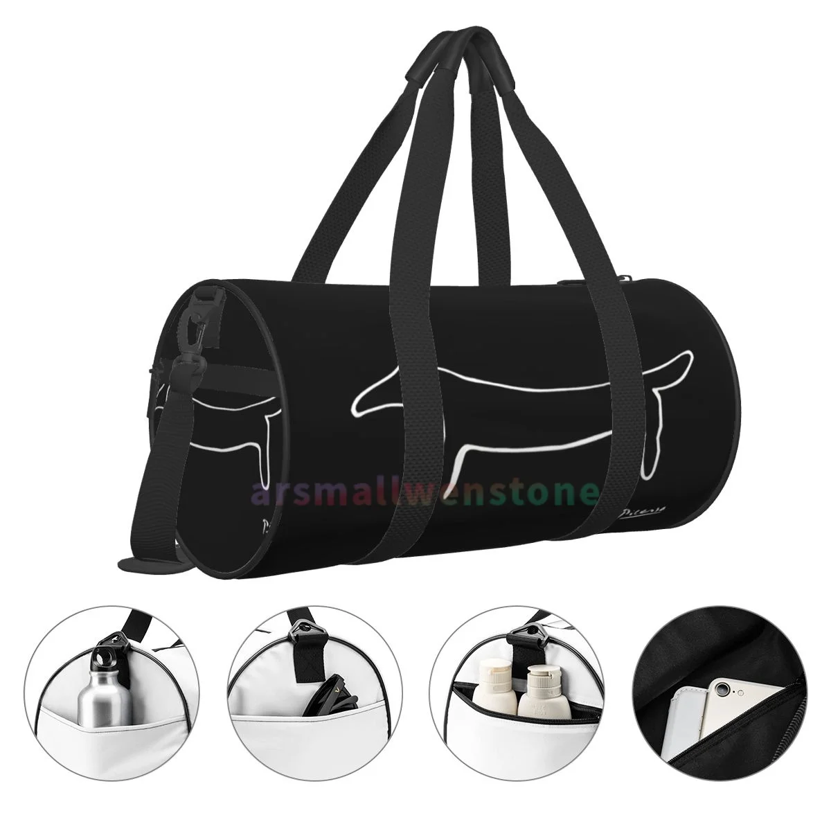 Dackel-Wurst-Hund Yoga Tasche Workout Langlebiger Rucksack Handtaschen Runde Outdoor Fitness Taschen Reise Duffle Bag