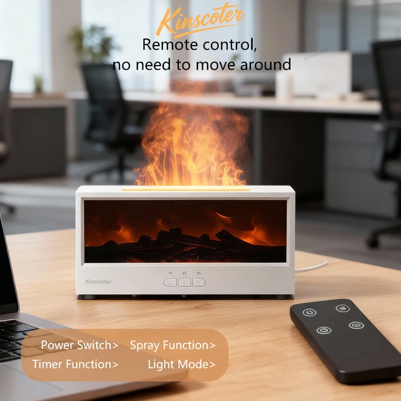 Creative Fireplace Aroma Diffuser Flame Air Humidifier Colorful Lights w/ Remote for Home Office Holiday Gifts/Essential oil set image 5