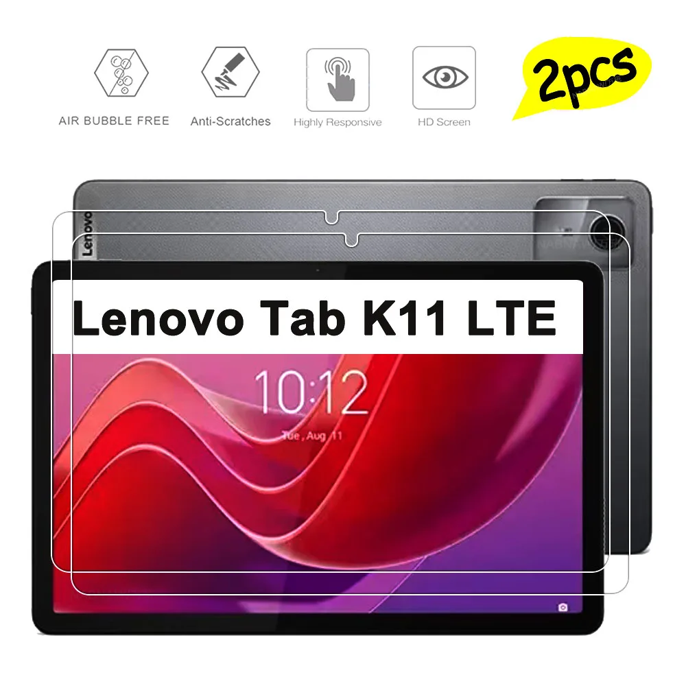 2 Pieces HD Scratch Proof Screen Protector Tempered Glass For Lenovo Tab K11 LTE 11-inch 2024 Tablet Protective Film Free Bubble