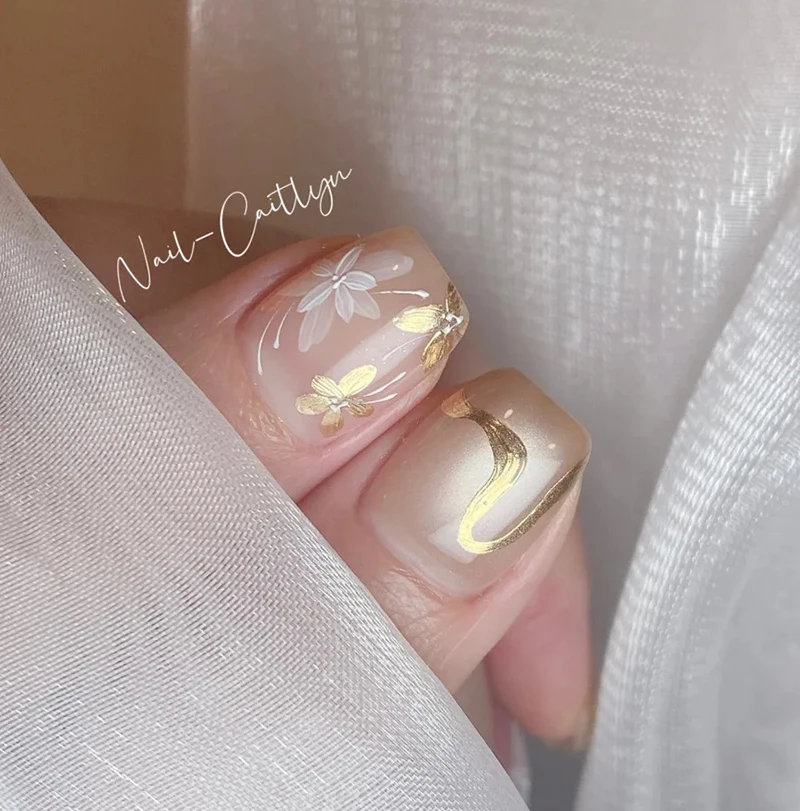 3 قطعة 5d تنقش مسمار الفن ملصقات الذهبي زهر الأبيض الزهور الشارات زينة لمسمار نصائح عمليات تجميل الأظافر