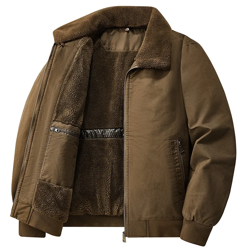 أدوات جديدة للرجال مقاس كبير سترة مبطنة من الكشمير المقلد ملابس مبطنة دافئة للرجال ملابس شتوية مبطنة #5