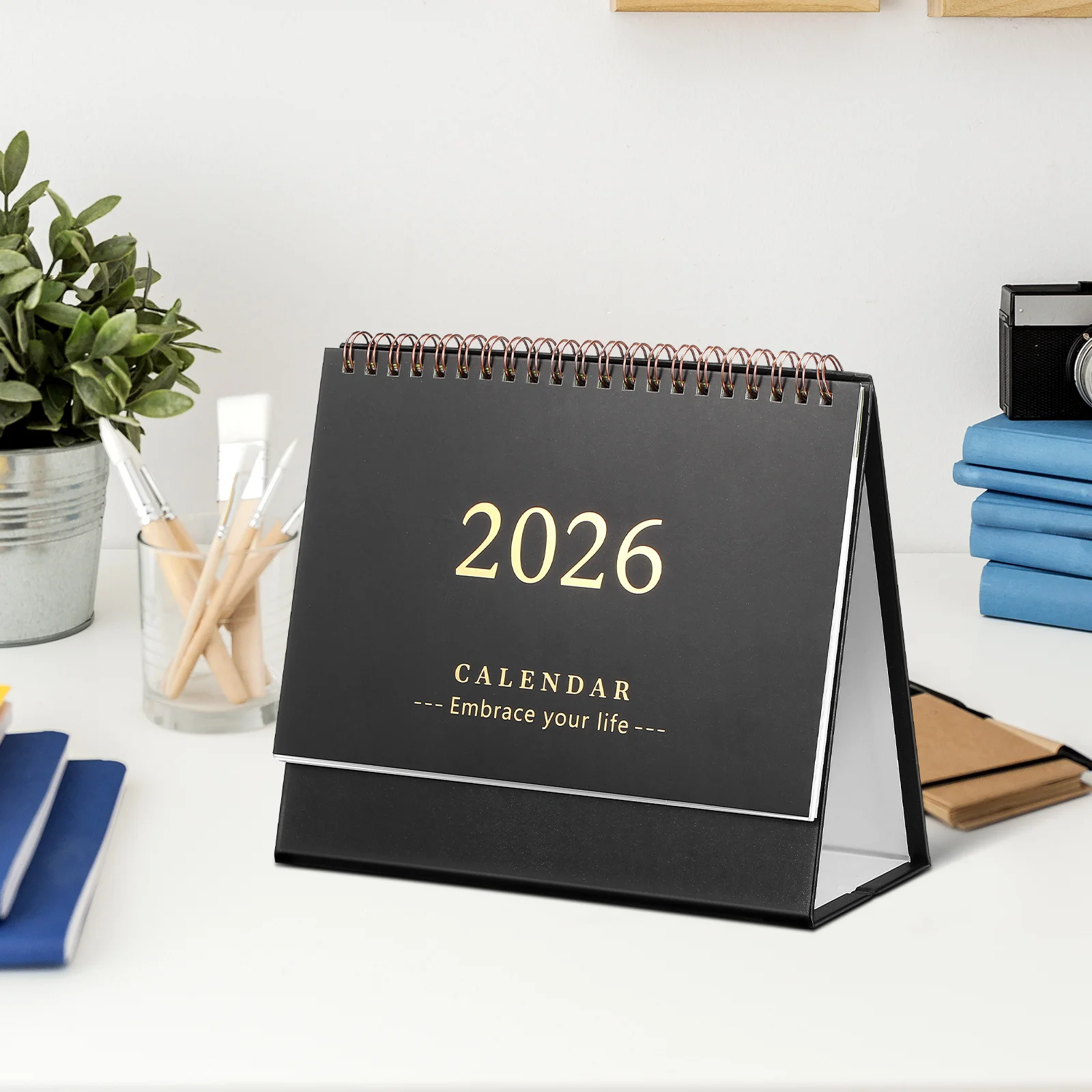 

Small Desk Calendar 2026 Minimalist Foldable Standing Flip Desktop Planner for Office Home School Small Desk Calendar