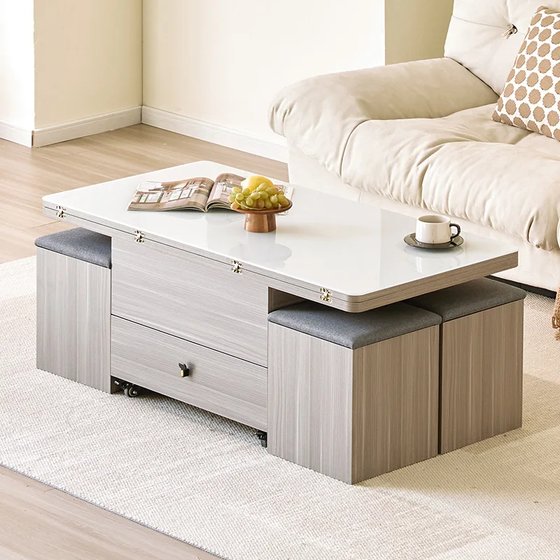 Tavolino da caffè con ascensore per uso domestico, tavolino da pranzo pieghevole multifunzionale tre in uno per piccoli appartamenti