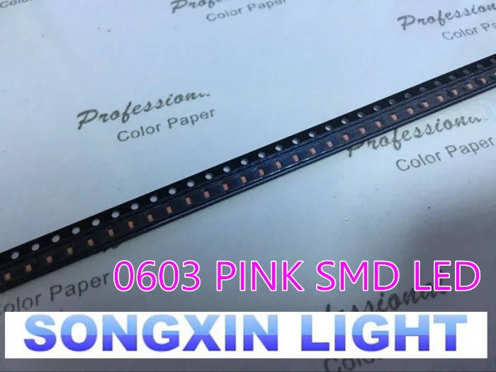 XIASONGXIN LIGHT 100 шт. SMD/SMT Супер яркий поверхностный монтаж 0603 1608 Светоизлучающий диод Светодиодный диод 0603 Розовый SMD светодиод