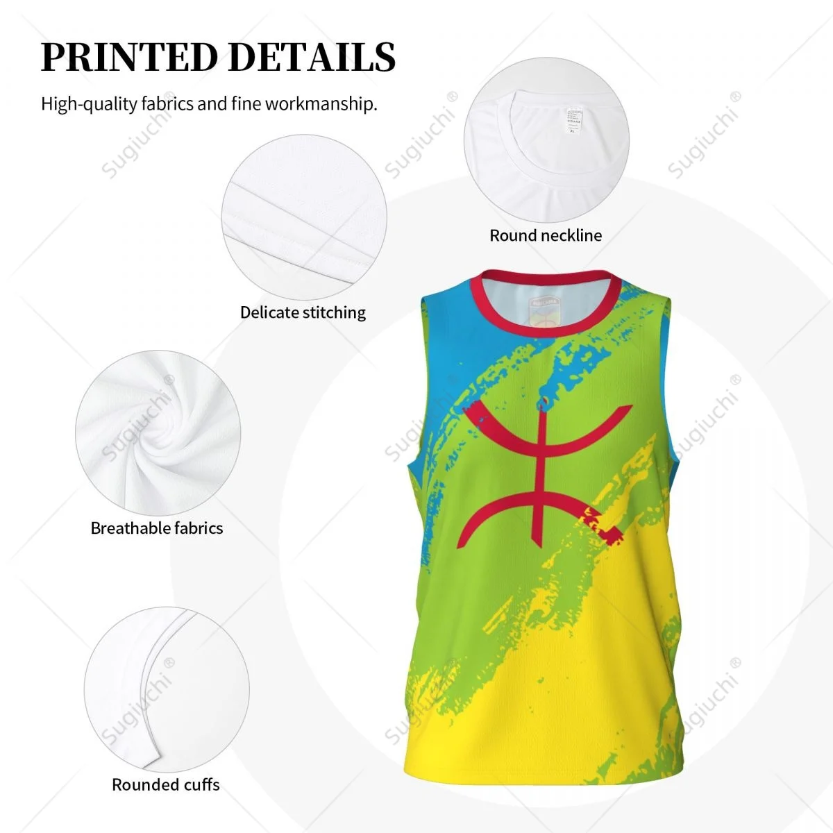 Men Basketball Sports Amazigh Berber Flag Running Fitness Multifunction Jersey Sleeveless shirt Custom Name Nunber Exclusive