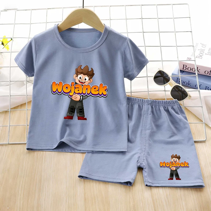 Conjunto de Pijamas de Verão para Crianças Wojan, Pijamas de Anime e Desenhos Animados, Roupas de Dormir para Meninos e Meninas, Camisetas de Manga Cu
