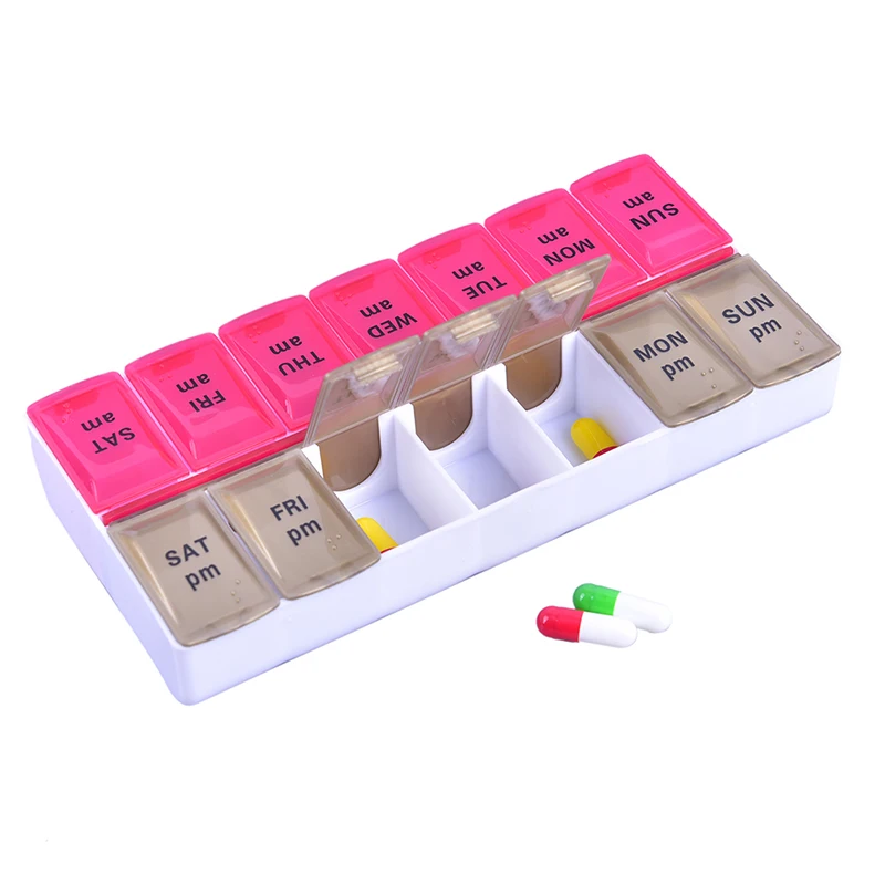 Large 7 Day Twice Daily (AM,PM) Pill Box Medicine Organiser With 14 Compartments