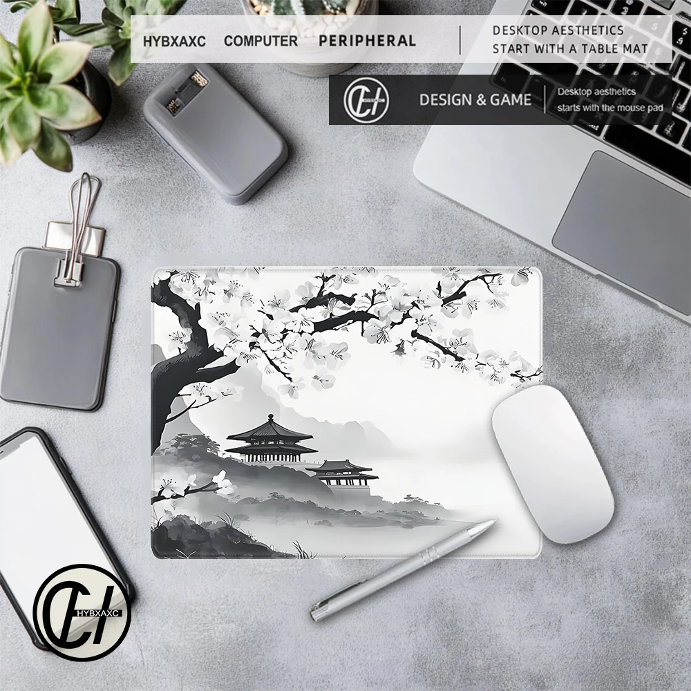 White Landscape Ink Painting Mouse Pad 45x40 Desk Mat Game Mouse Pad Gift Mouse Pad Anti-Slip Rubber Base Extended Keyboard Pad