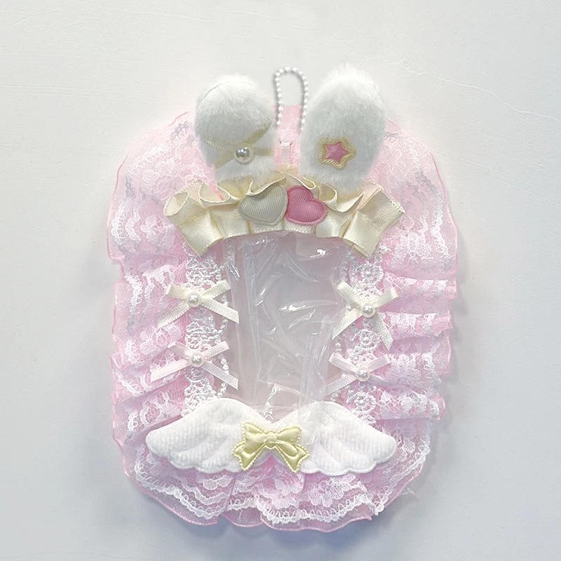Plush Bunny Ear Heart Star Angel Wing Bead Decor Ruffle Lace Photocard Display Card Holder Lolita 3 Inch KPOP Photocard Decor Frame Macaron Polaroid Photo Frame Idol Collection Decor photocard topper view 3