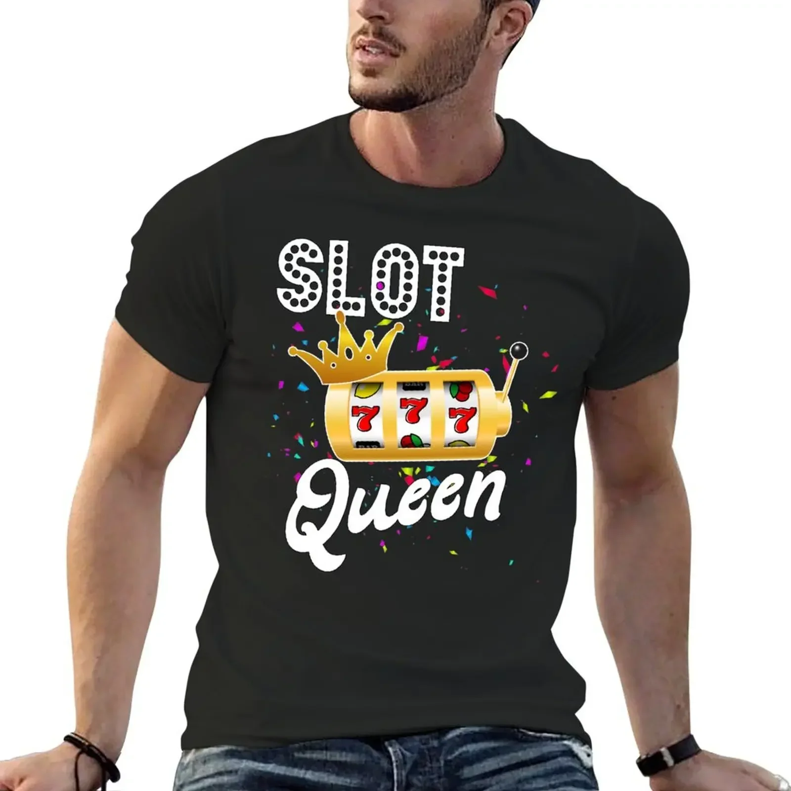 

Slot Queen Gambling Gifts Couple Matching T-Shirt hippie clothes plus size tops oversized mens graphic t-shirts hip hop