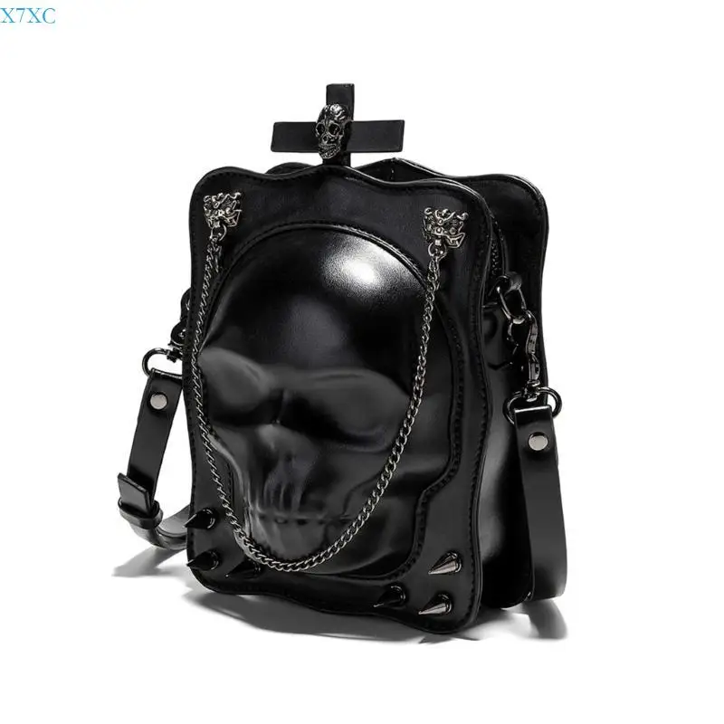 

X7XC Halloween Crossbody Bag Unique and Eye catching Gothic Shoulder Purse PU Satchel