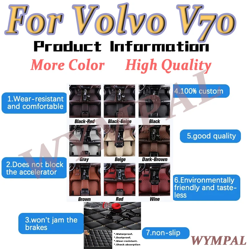 

Luxury Custom Car Floor Mats For Volvo V70 2000 2001 2002 2003 2004 Auto Leather Men Women Car Mats Full Cover Automotive Mats