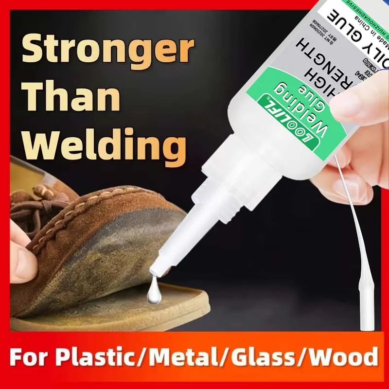 Loolifl-50G High-Strength Oil-Based Welding Glue - Universal Oil-Based Welding Glue Suitable for Resin, Ceramics, Metal, Glass, Plastic, and Wood, High Strength, Low Whitening, Quick-Drying, Large Capacity, Includes Dispensing Tube.