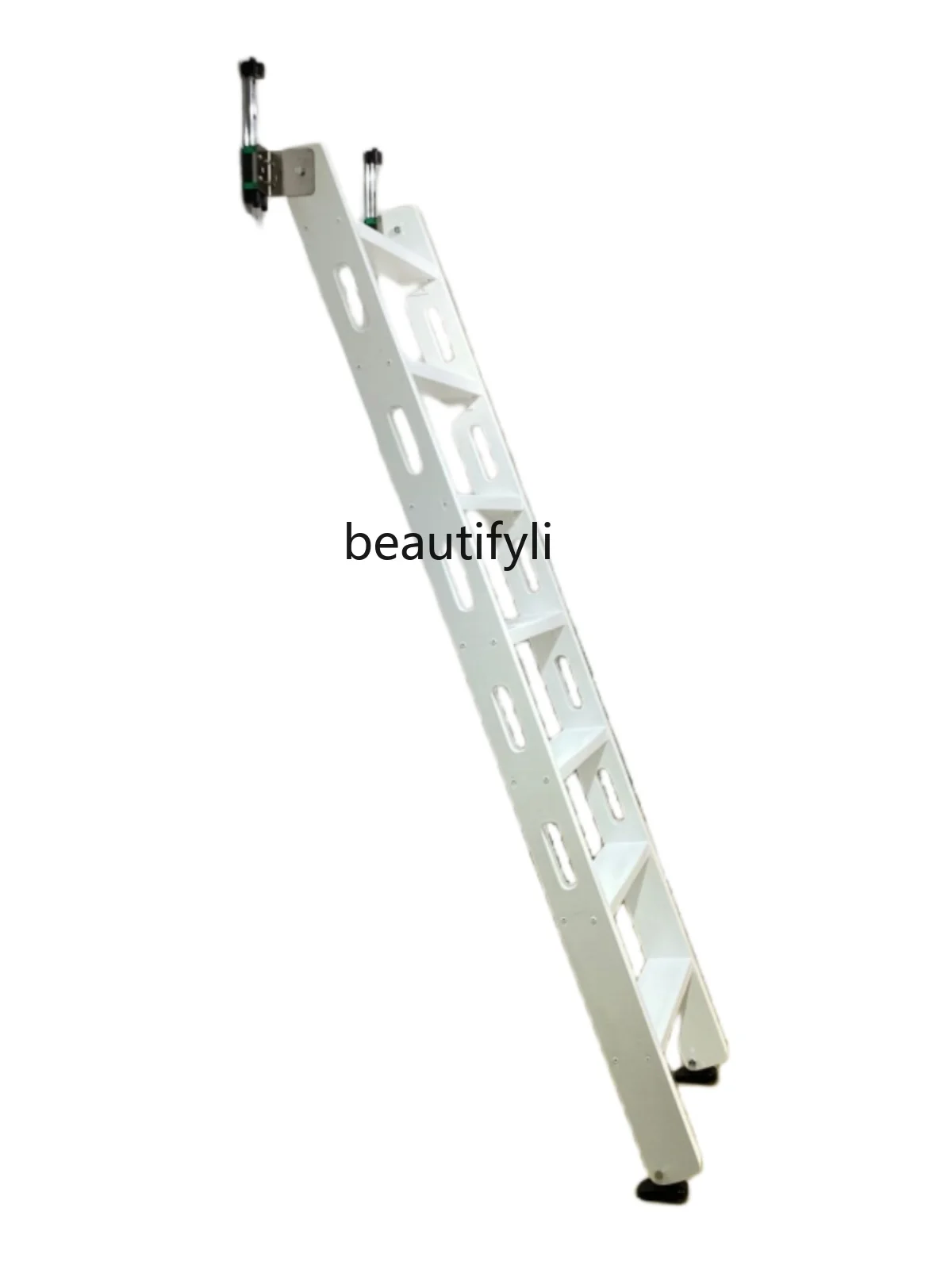 

Vertical storage ladder wall-attached telescopic extension solid wood staircase