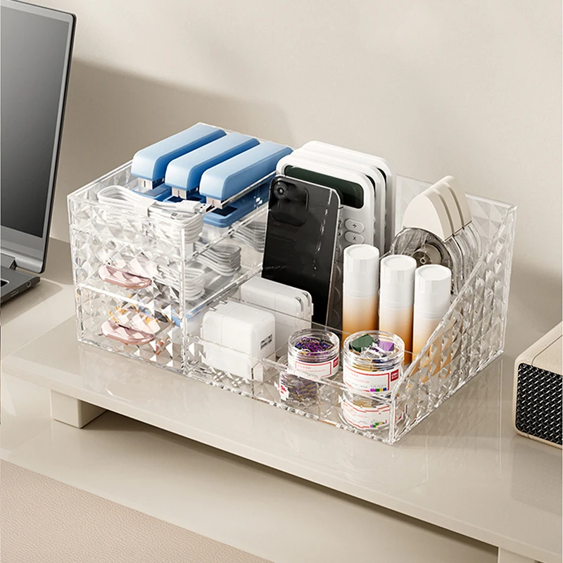 1PCS Makeup Organizer [Large Capacity] Cosmetic Organizer with Transparent Drawer  Multi-functional Lipstick & CosmeticOrganizer