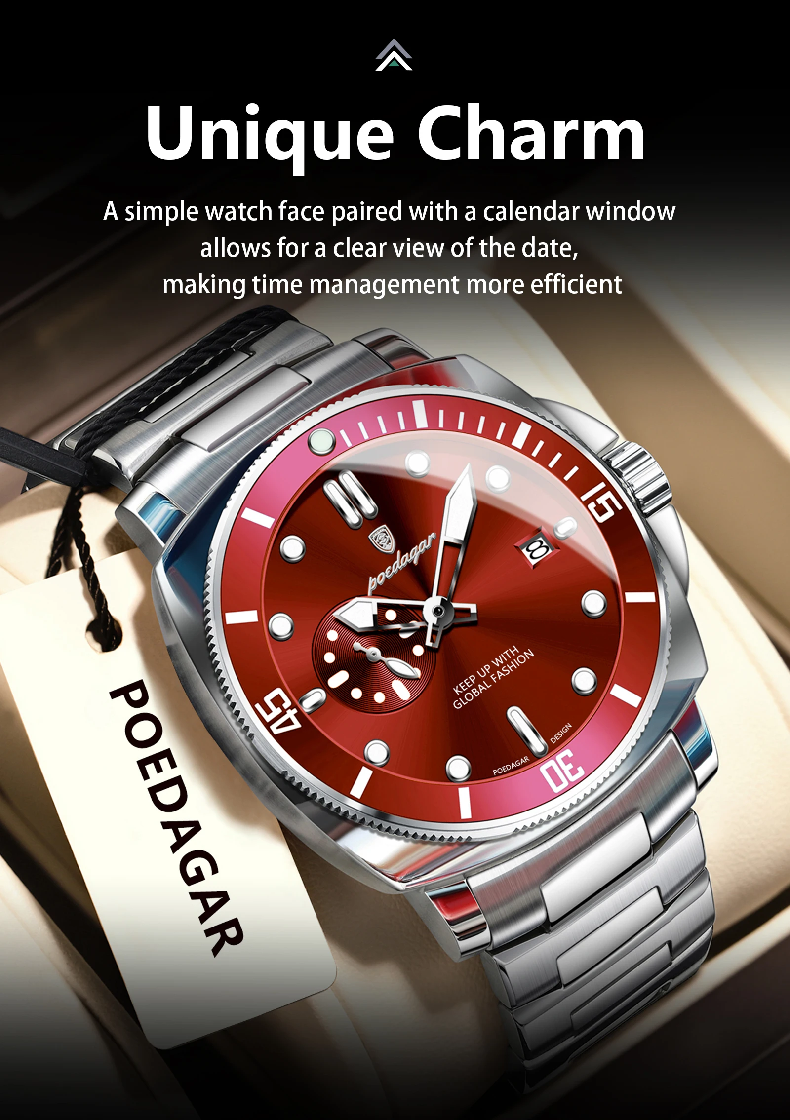 POEDAGAR Luxus Trendy Männer Uhr Wasserdicht Leucht Datum Edelstahl Männliche Uhr Quarz Business Sport herren Uhren Reloj – Detail 5