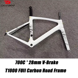 700C X 28C Full Carbon Road Bike Frame BB68 Bicycle Frameset DIY Color V-Brake Bike Framework