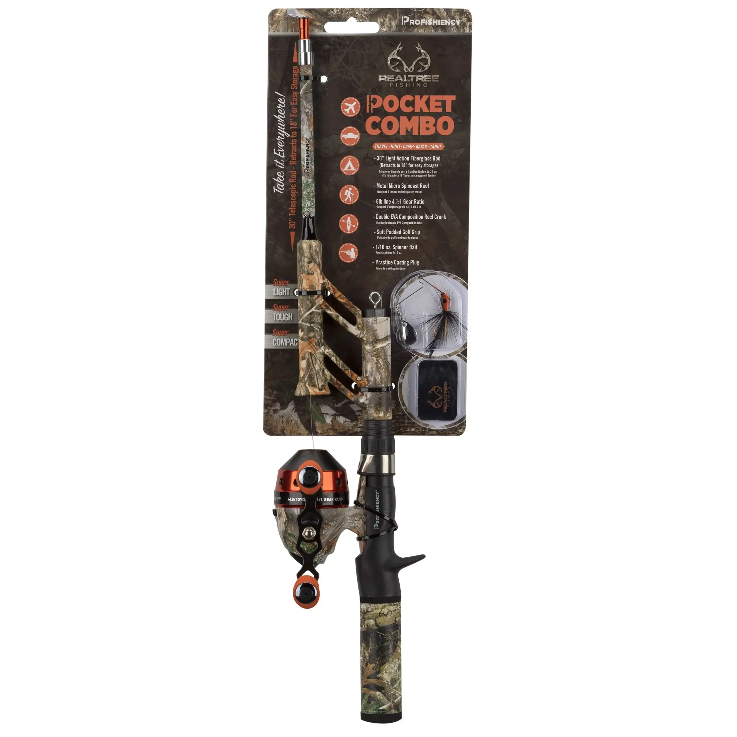 

Profishiency Real Tree Telescopic Spincast Fiberglass Combo