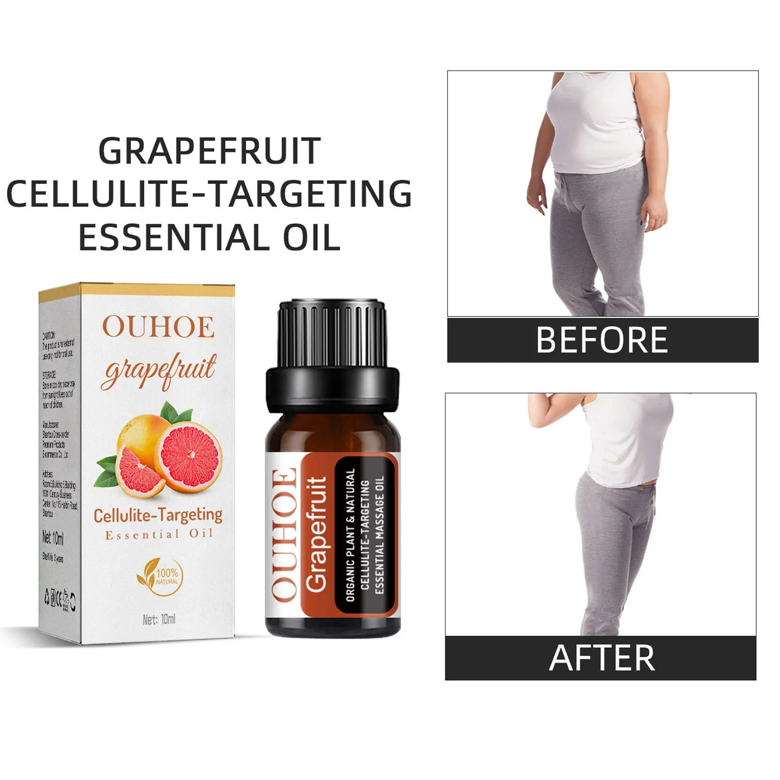 OUHOE Grapefruit Slimming Essential Oil Anti-cellulite Firming Thighs and Arms Goodbye Fat Belly Fat Slimming Essential Oil