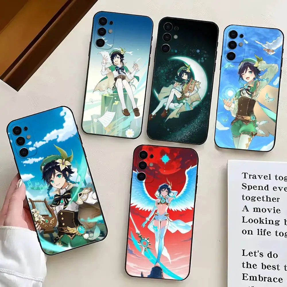 

G-Genshin I-Impact V-Venti-ES Phone Case Black Silicone Soft For Samsung S25,S24,S21,S22,S23,S30,Ultra,S20,Plus,Fe,Lite