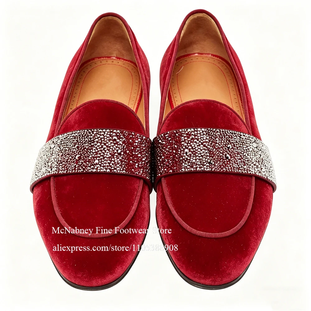 

Velvet Slip on Loafers Shoes for Men Black Suede Rhinestone Decor Dress Shoes for Men Wedding Business Luxury Male Shoes