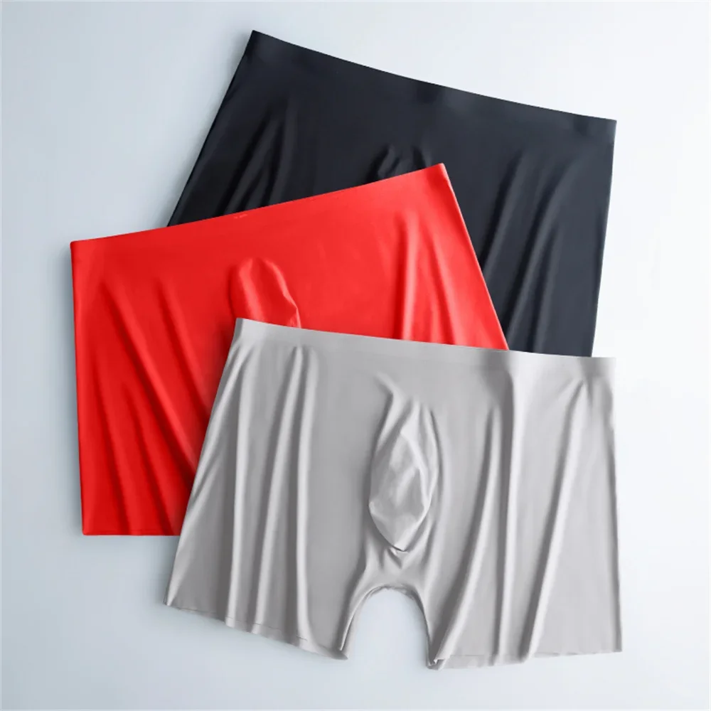 سوبر خفيفة الوزن الحرير الجليد الملاكمين للرجال سلس U-شكل الانتفاخ الحقيبة تنفس الذكور جذوع حجم كبير L-XXXL