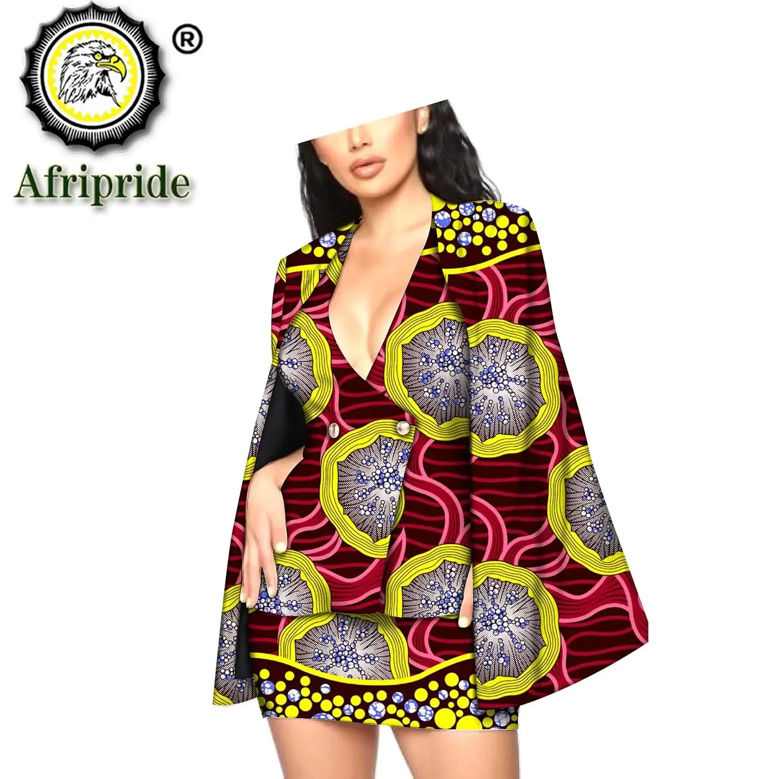 Frauen Mode Anzug Afrikanischen Ankara Drucken Mäntel Weste und Mini Rock 3 Stück Outfits Formale Outwear mit Futter Casual S2026039