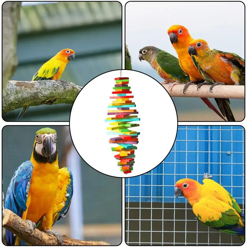 Parrot Shredder Toys Bird Beak Trimmer Grinding Blocks Colordul Parrot Foraging Blocks With Multi Layers For African Grey Macaws