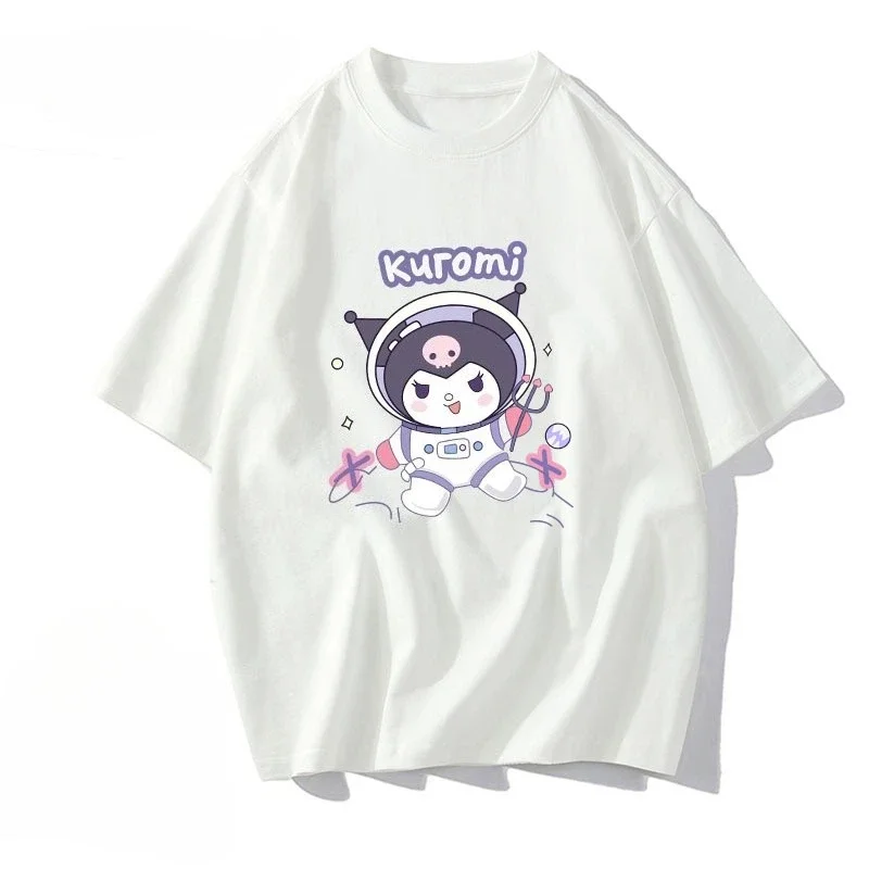 

Летняя хлопковая футболка Kuromi Kuromi Peripheral Couple с короткими рукавами Sanrio Kuromi с дизайнерским принтом