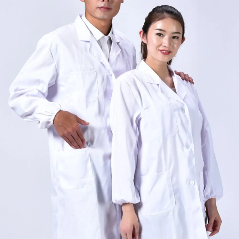 White Protective Lab Coat Long Sleeve Hospital Nurse Uniform Food Processing Workshop Professional Worker Chemical Clothing