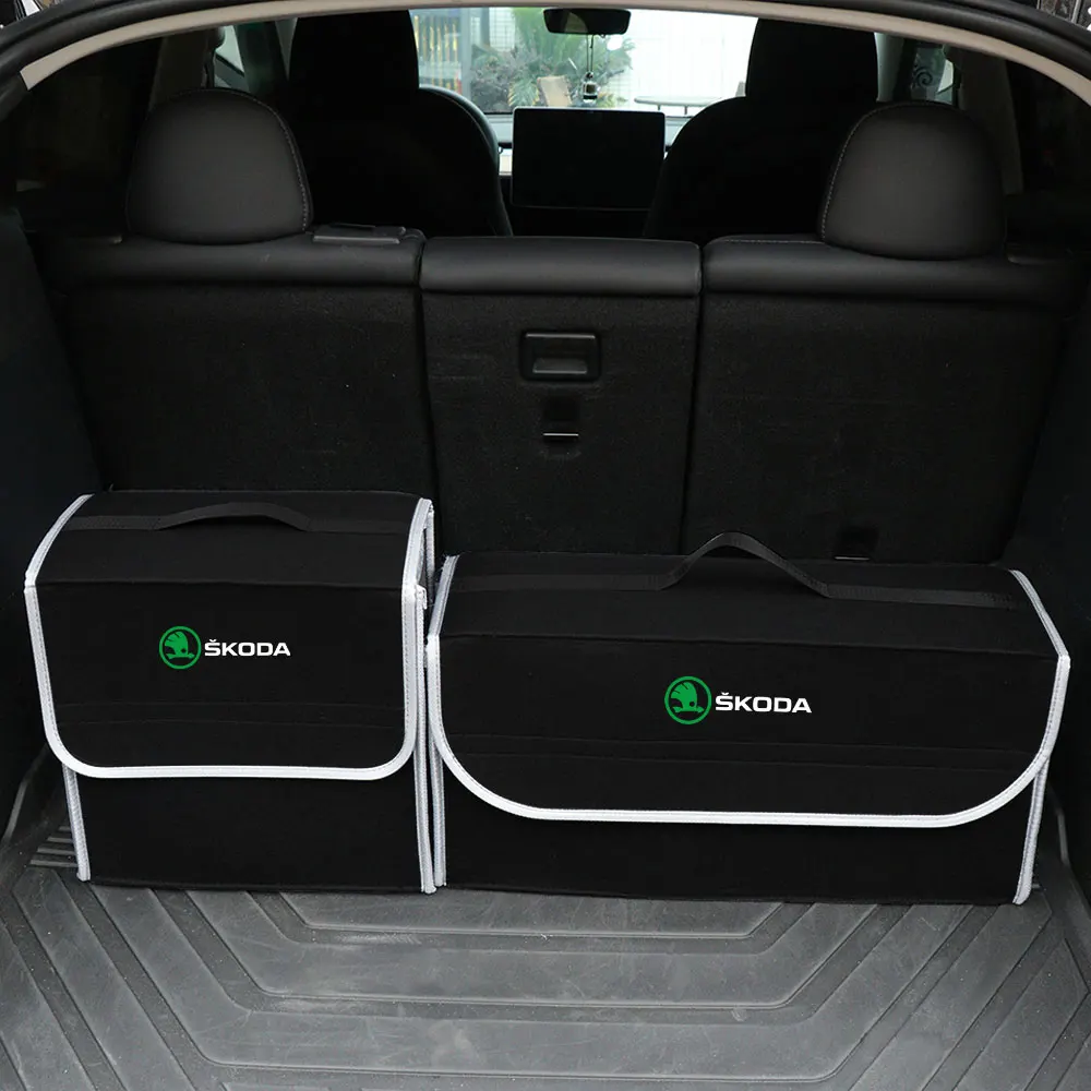 Car Trunk Storage Box Foldable Felt Car Organizer Stowing Tidying Box Car Accessories For Skoda S Fabia 2 Superb 2 Octavia VII