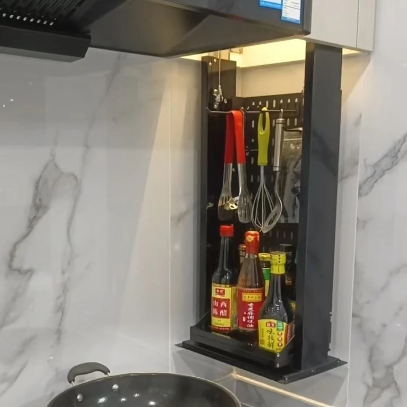 رف رفع ذكي حساس للمس على جانب خزانة المطبخ المعلقة
