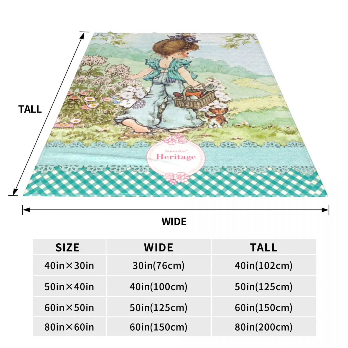 Sarah Kay Picnic Cartoon Blanket Accessories Printed Flower Girl Cozy Super Soft Throw Blankets for Sofa Plush Thin Quilt