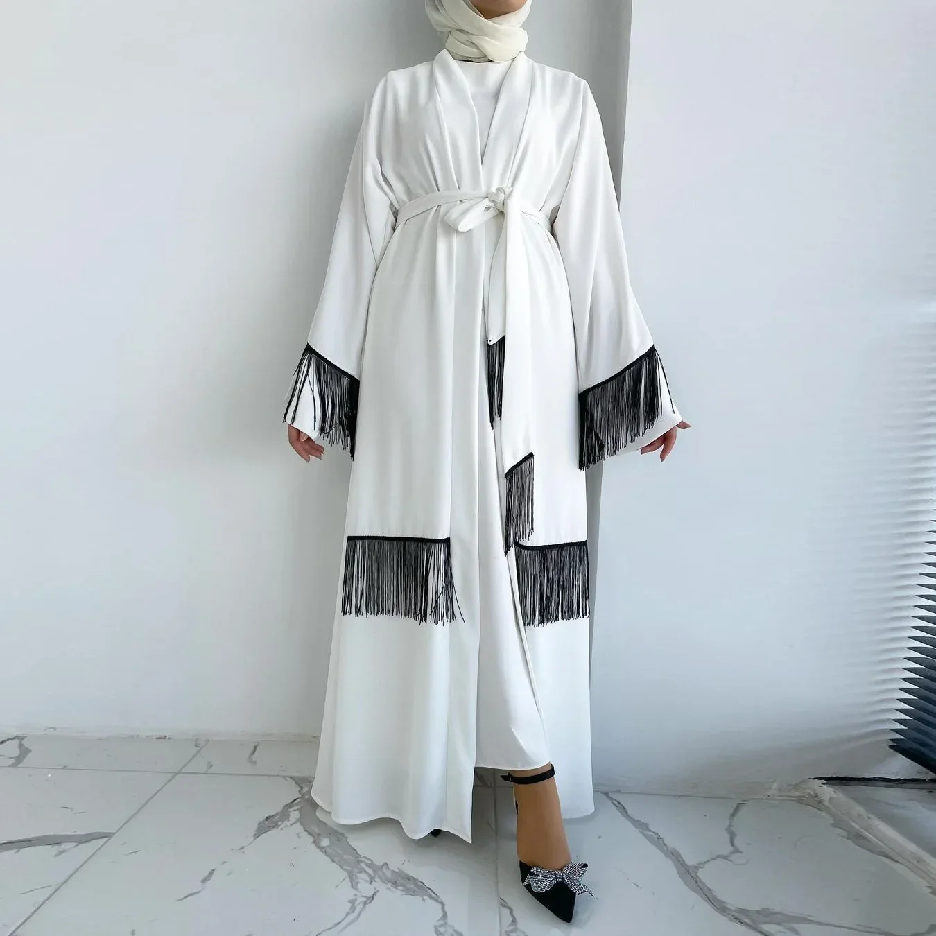 Mode gland Kimono Abayas Eid Robe musulmane Abaya Syari femme pleine longueur ouvert musulman Abaya Service de culte vêtements islamiques