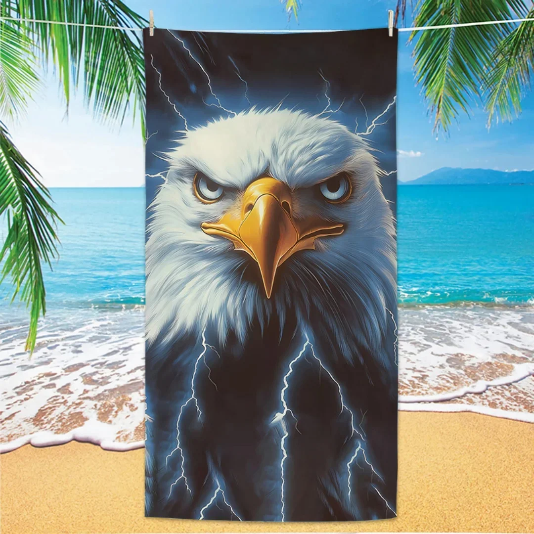 

Пляжное полотенце с орлиным узором, тонкая быстросохнущая микрофибра с цифровой печатью, легкая для плавания, йоги, путешествий, тренажерного зала, подарка