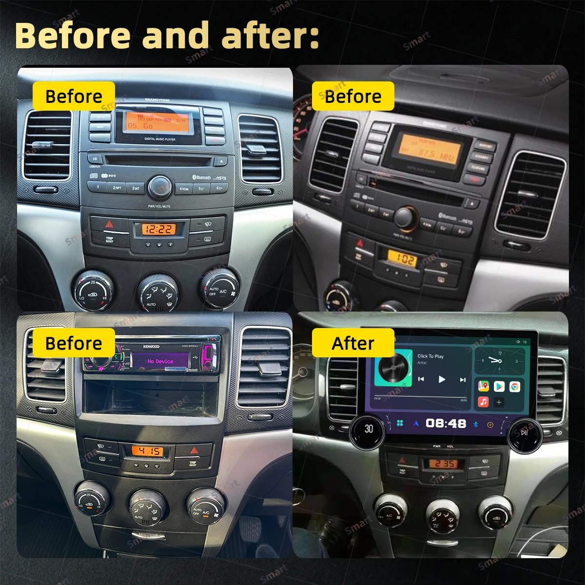 11.8 Inch Screen 2 Din Android Car Radio Stereo for SsangYong Korando Actyon 2010-2013 Navigation Multimedia Carplay Head Unit