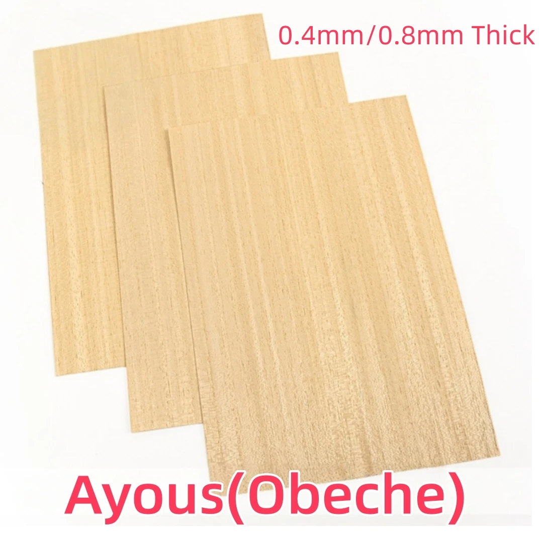 4pcs 17x28cm Natural Ayous (Obeche) Wood Veneer Sheets for Tennis Blade Inlay Guitar Piano Table Marquetry DIY Art Deco