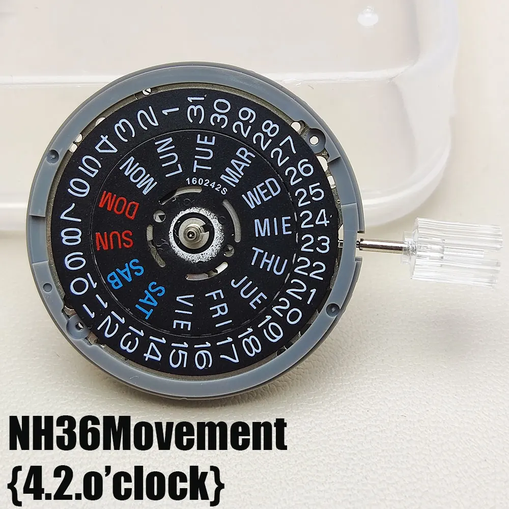 NH36A Automatic Movement White Date 3:00 Crown 3 o 'clock Position 3.8 o 'clock 4.2 o 'clock 24 Gems 4r36a modified watch parts