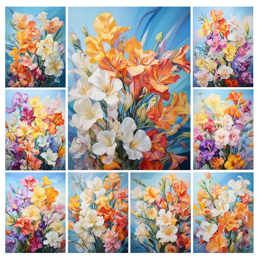 New Collection Colorful Flowers Diamond Painting Lily Diy Full Mosaic Arts Rhinestone Embroidery Picture Wall Decor AA4955