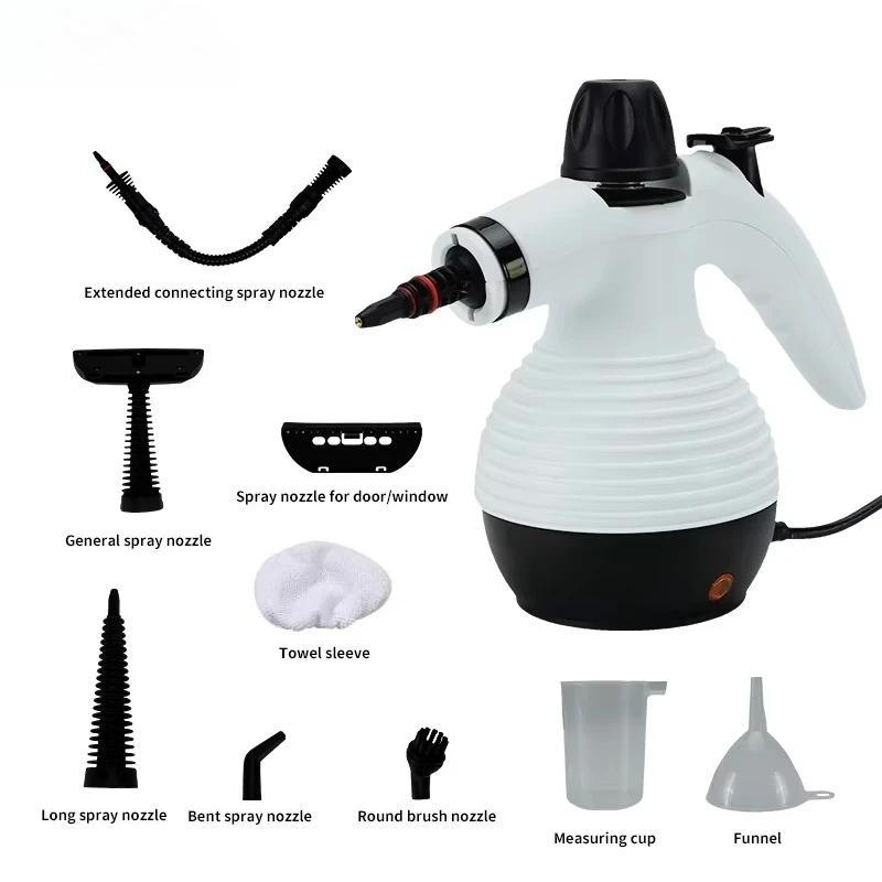 Powerful and versatile handheld steam cleaner with 10 accessories for deep cleaning